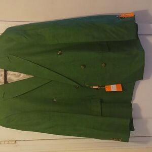 Mens InSerch emerald green double breasted blazer.  Sz 3XL (50/51R) Peak lapel